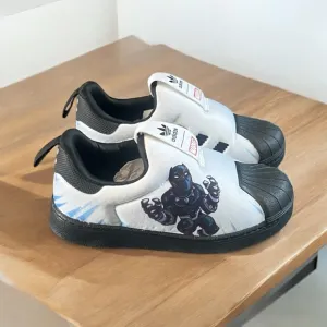 NWOT Adidas X Marvel Superstar 360 Black Panther Kids Shoes