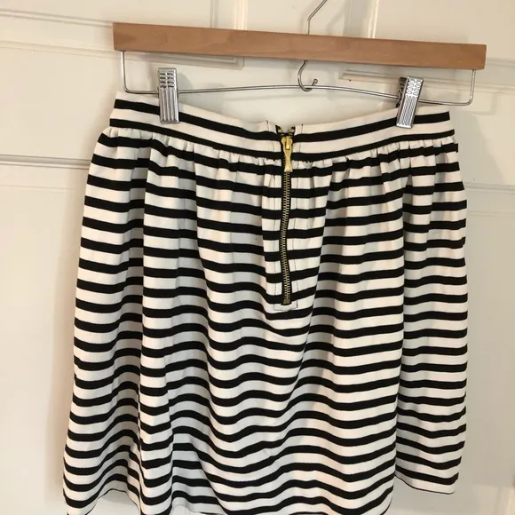 NWT Kate Spade Black &amp; White Striped Skirt Girls 14